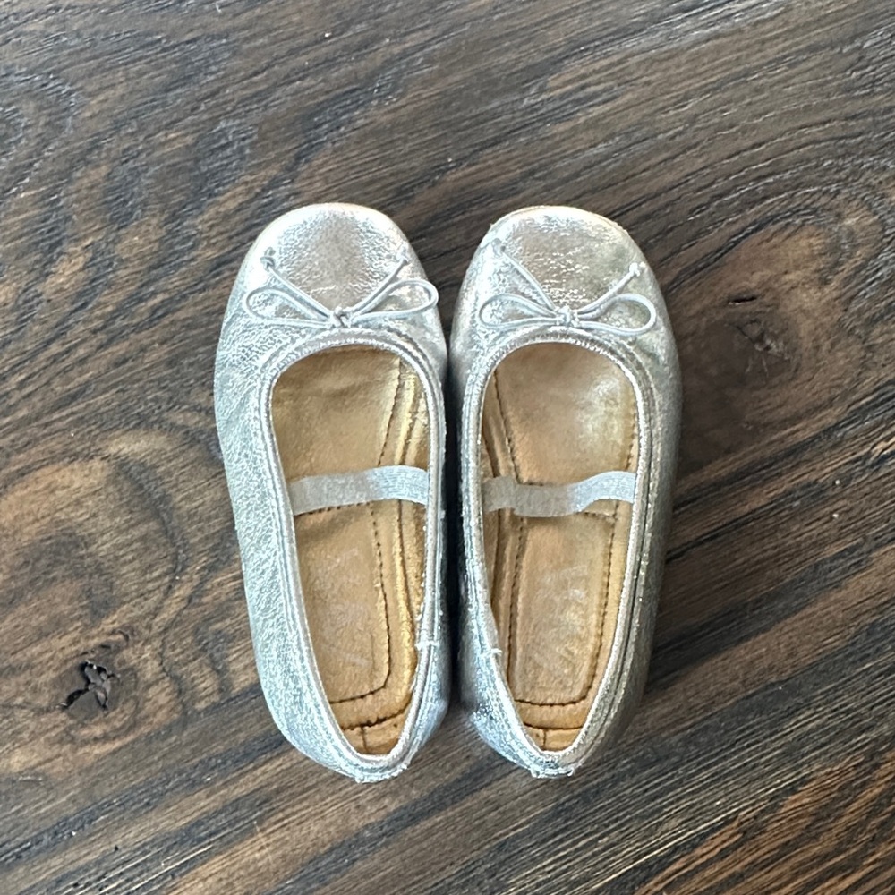 Zara Metallic Silver Ballet Flats